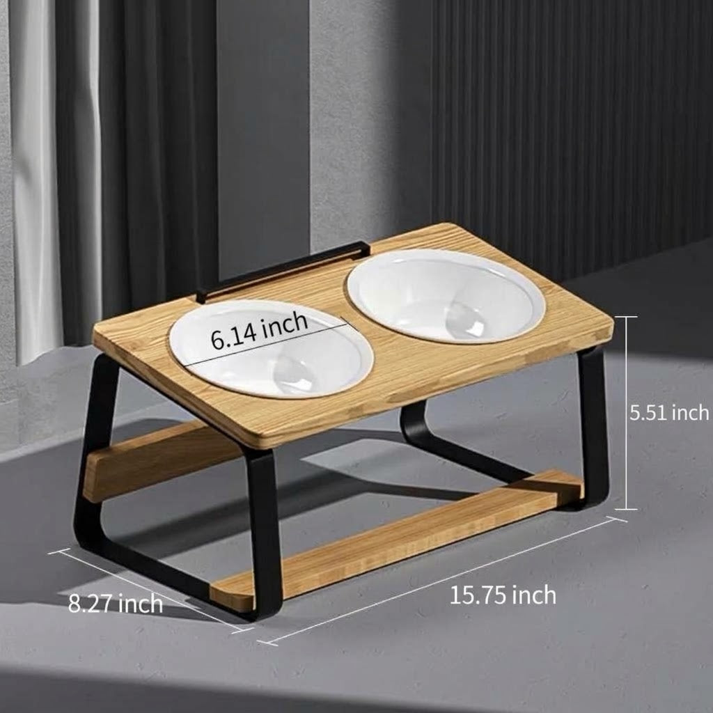 Ceramic Elevated Double Pet Feeding Bowls
