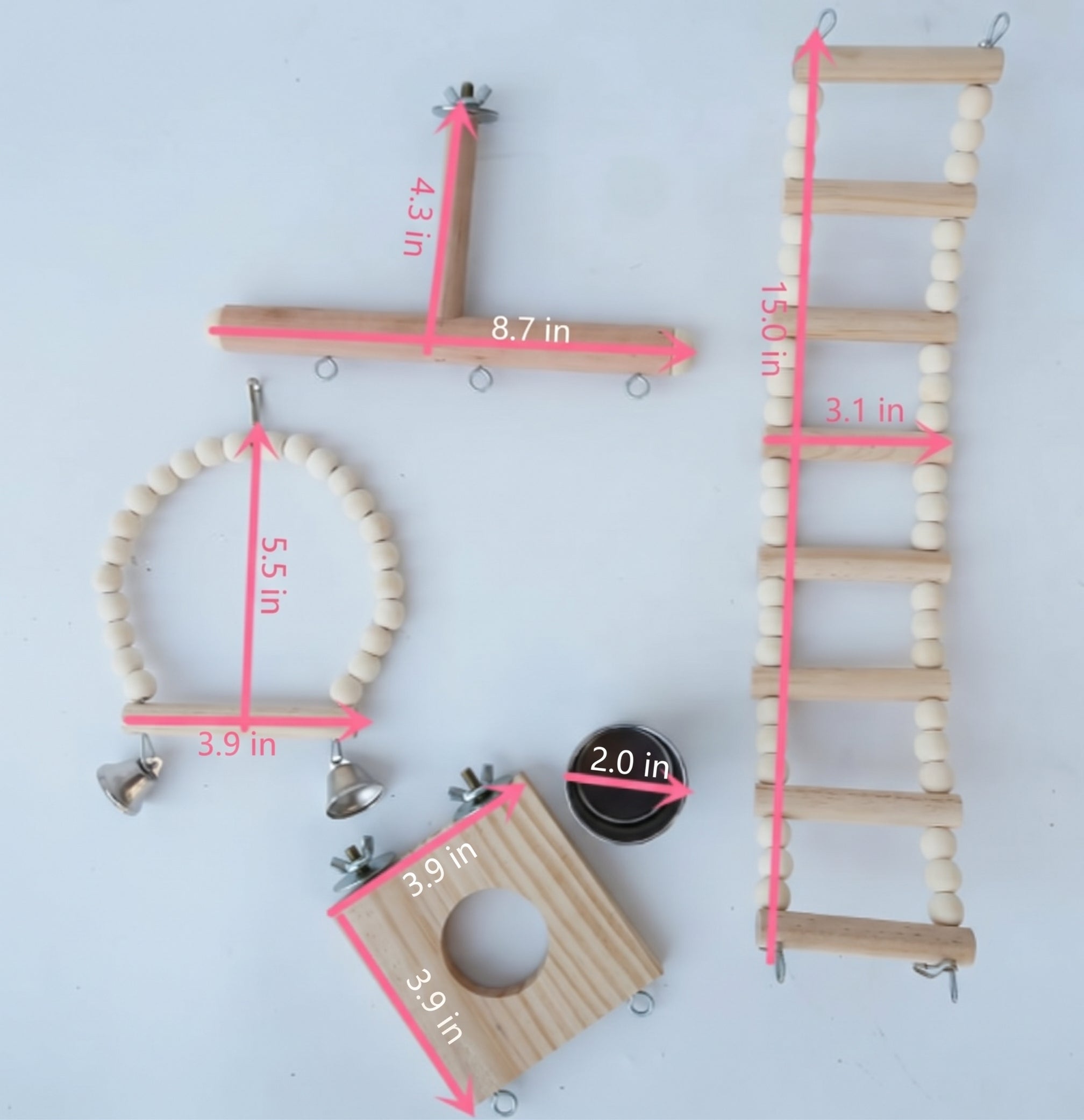 Bird Cage Stand Play Gym Wood Parrot Swing Climbing